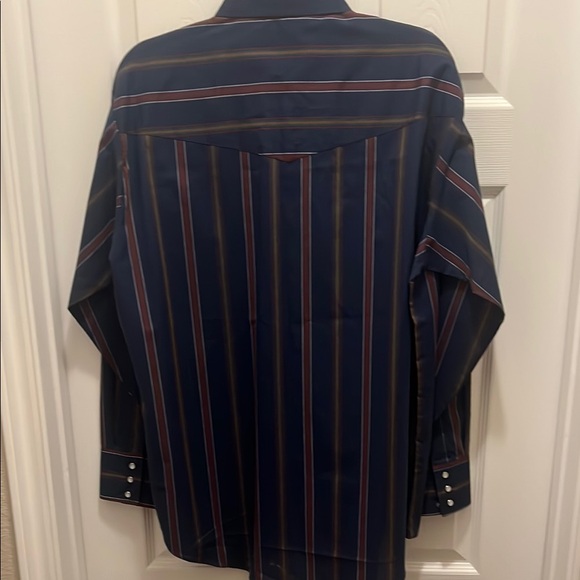 Men's Striped Western Shirt - Blue and Red - Picture 4 of 5